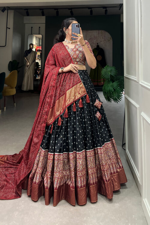 Black Heavy Georgette Sequin Saree with Unstitched Blouse