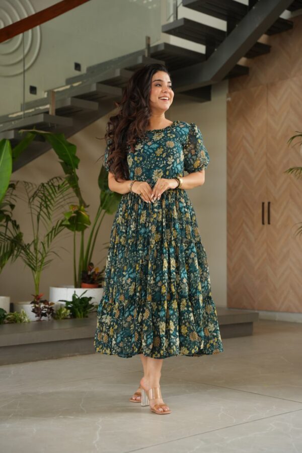 Women’s Faux Georgette Printed Gown Cotton Lining - Image 4