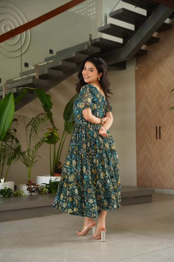 Women’s Faux Georgette Printed Gown Cotton Lining - Image 3