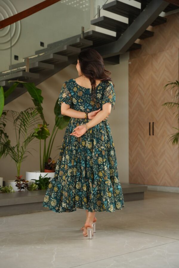 Women’s Faux Georgette Printed Gown Cotton Lining - Image 2