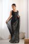 Black Heavy Georgette Sequin Saree with Unstitched Blouse